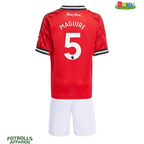 Manchester United Harry Maguire #5 Hemmaställ Barn 2025-26 Kortärmad (+ Korta byxor)